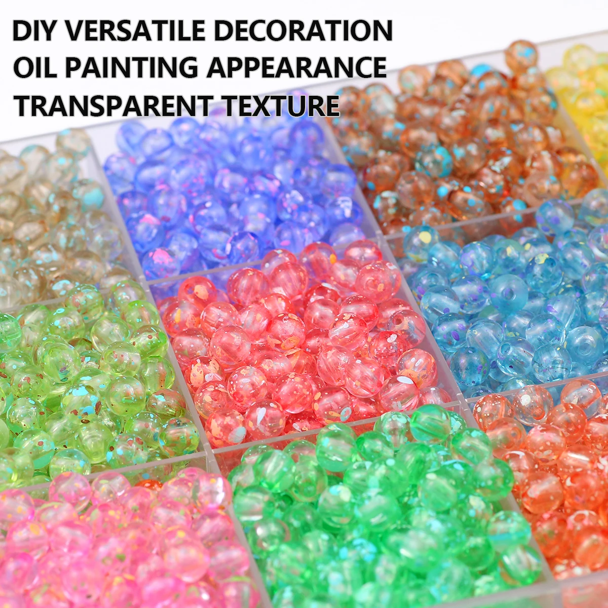 8mm 50/100 PCS Multi Color Translucent Oil Painting Bead Spacer Beads For Jewelry Bracelets Necklace Making DIY Accessories