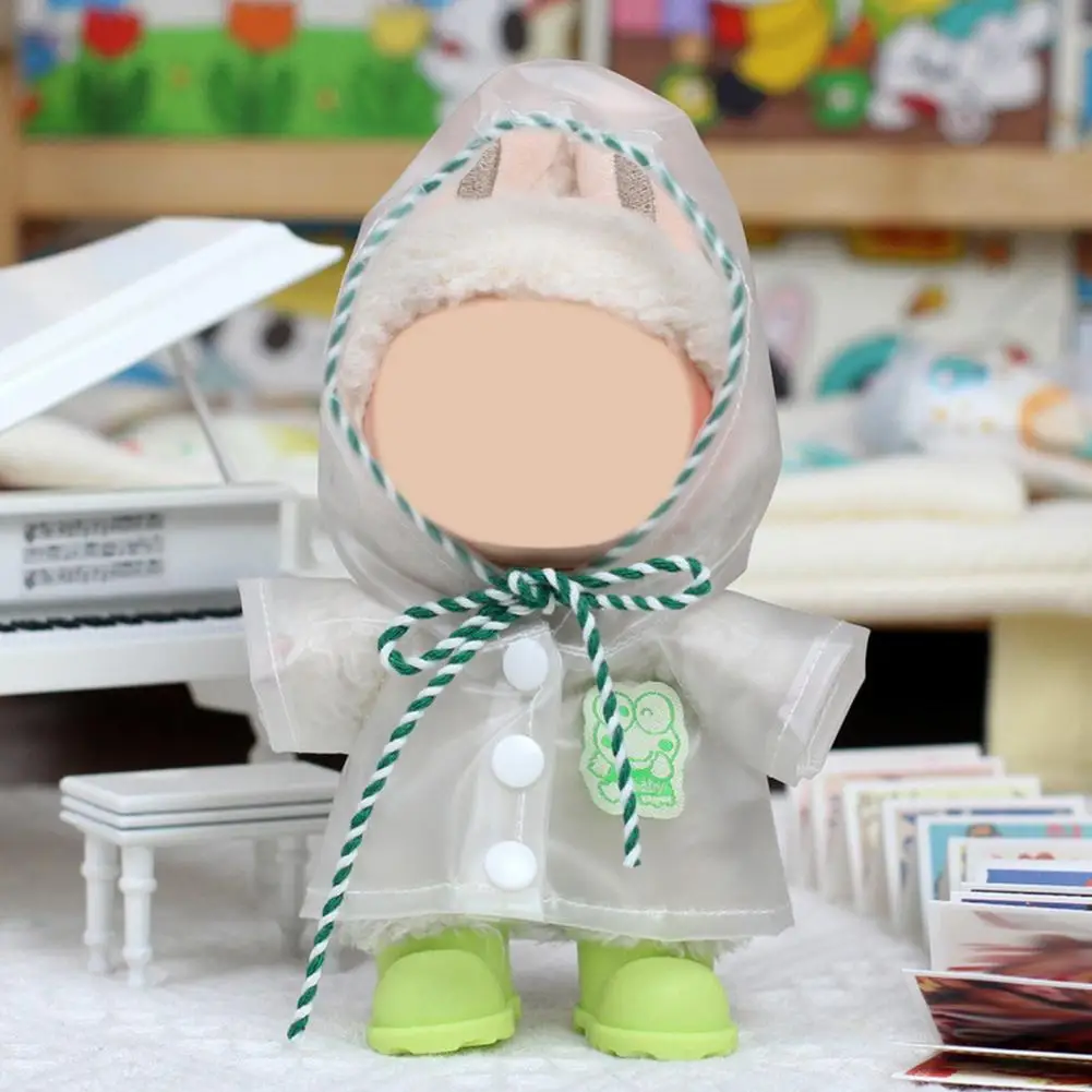 Ropa para muñecas Labubu de 15-17cm, Mini impermeable, Botas de lluvia, perchas forradas de goma, accesorios de ropa para muñecas para niños y niñas N1F8