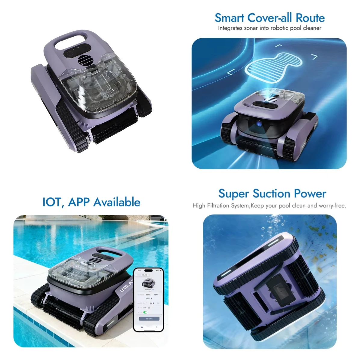 

NF14 Robotic Pool Cleaner with Strong Suction & Wall-Climbing Function for Easy Pool Maintenance