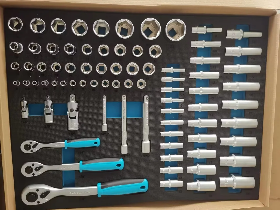 273PCS Auto Repair CR-V Tool Sets Filled in EVA Foam Trays for Garage Workshop Professional Hand Tools Kit