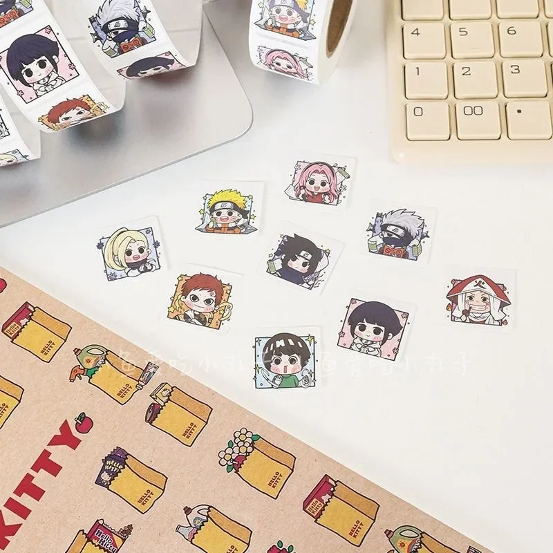 Anime Naruto Naruto Sasuke Stickers 500 Stickers/rolls Students Cute Kids Stationery Stickers Cute Sealing Stickers Holiday Gift