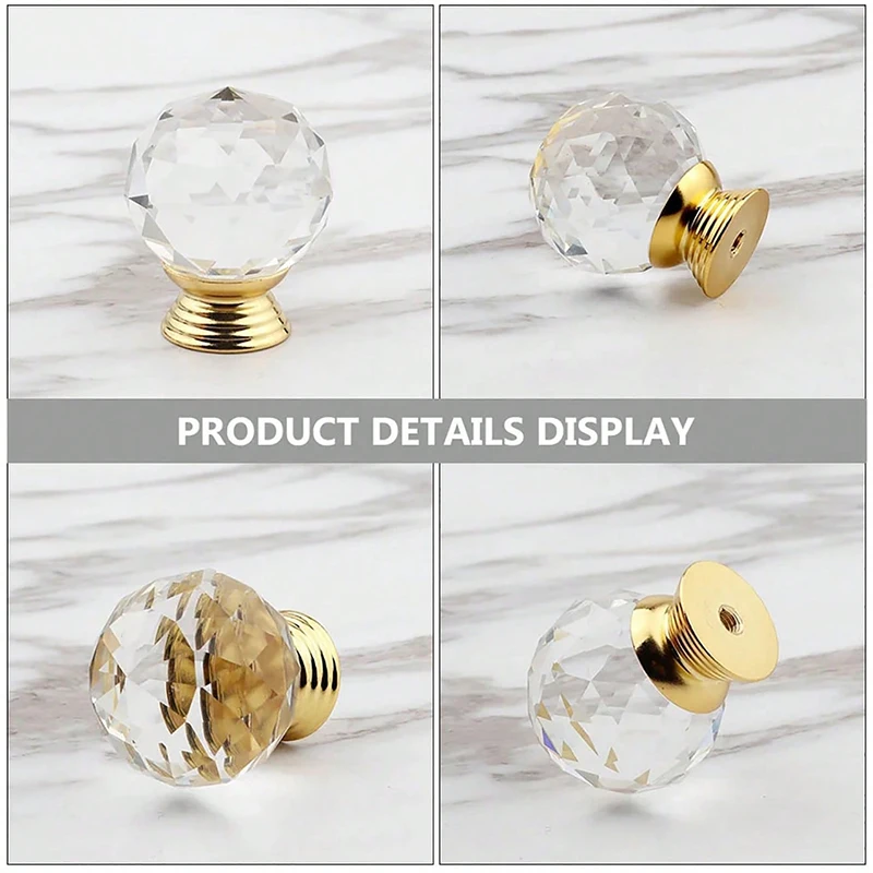 4Pcs Crystal Knob for Furniture Cabinet Kitchen Handles Drawer Knobs Dresser Handle Cupboard Pulls