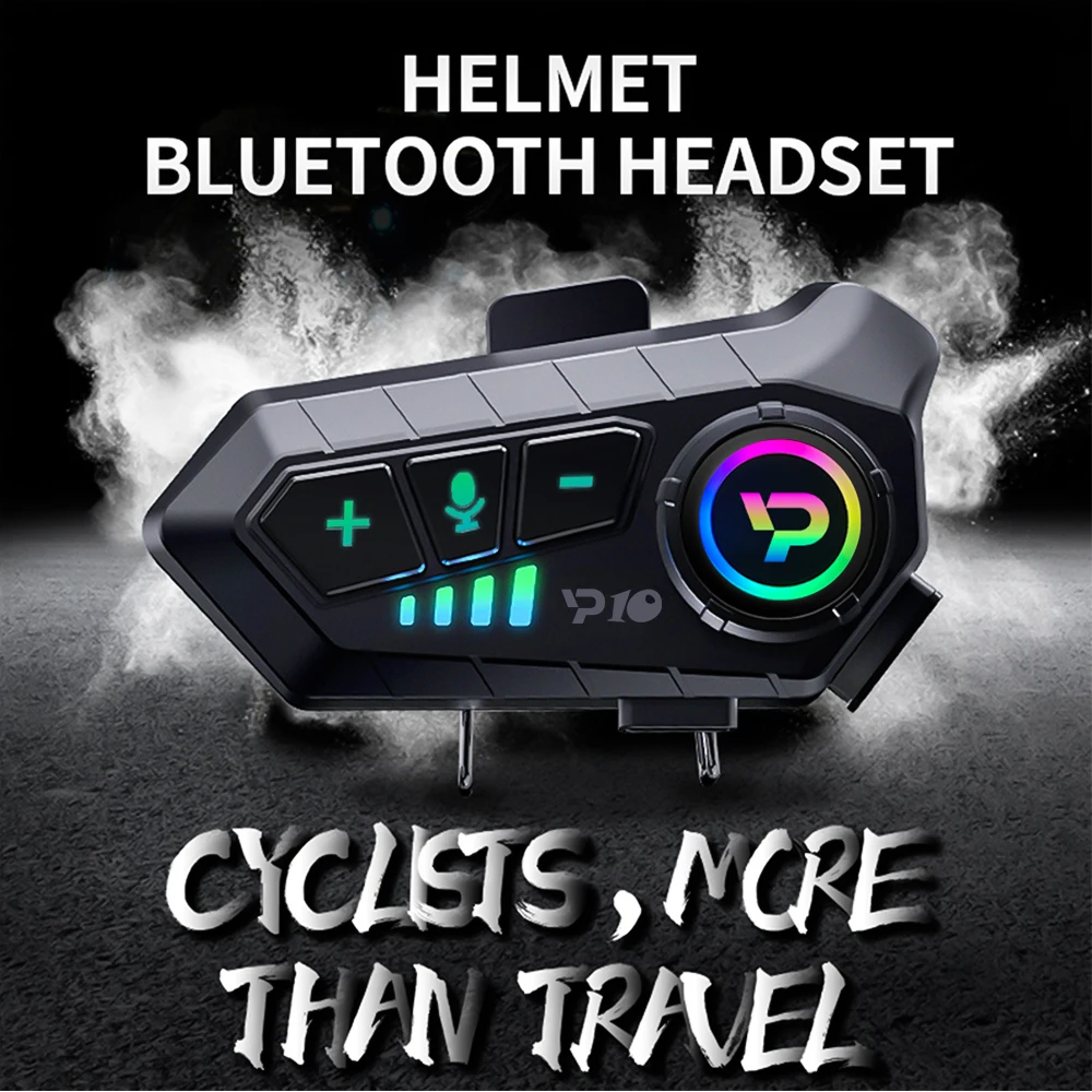 Kebidumei YP10 Wireless Bluetooth5.3 Motorcycle Helmet Headset Handsfree Call Kit Waterproof Music Player Speaker Earphone