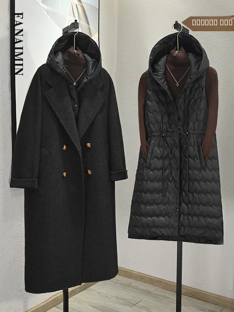 

Women's Lightweight Padded Vest with Hood Mid-Length Inner Wear for Coat Breathable Inner Outdoor Wear Layering