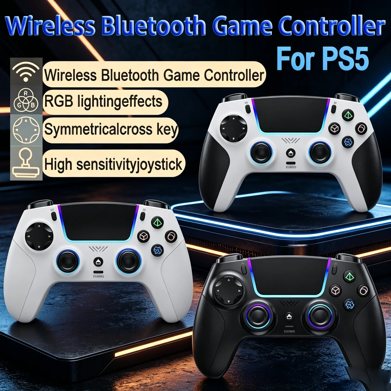 PS5/PC/Android/IOS Wireless Bluetooth Game Controller-Hall Joystick RGB  Programmable Buttons Multifunctional Game controller