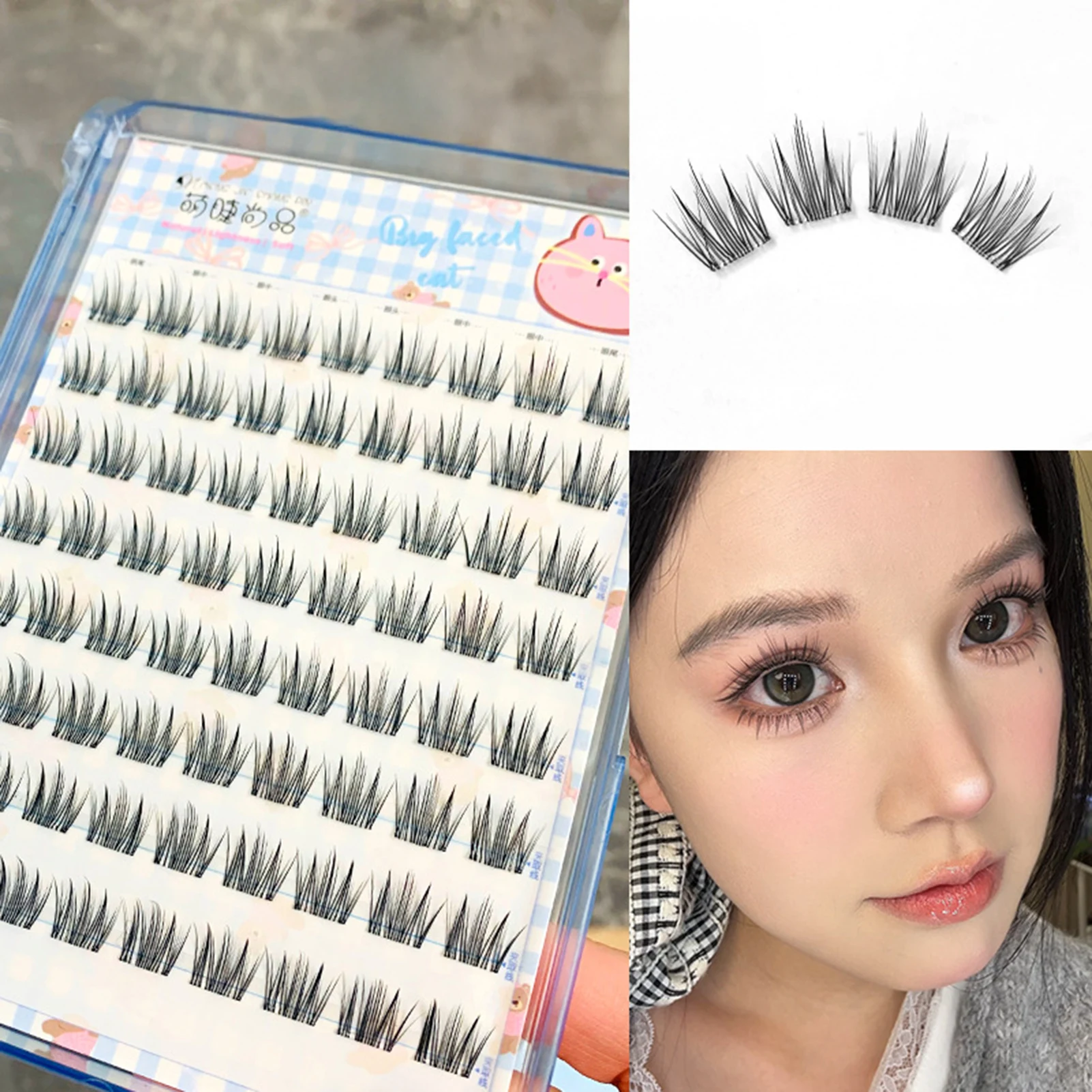 12 ミリメートル接着剤なしまつげナチュラルうっすらクラスターつけまつげ初心者向け毎日パーティー使用自己粘着簡単に適用