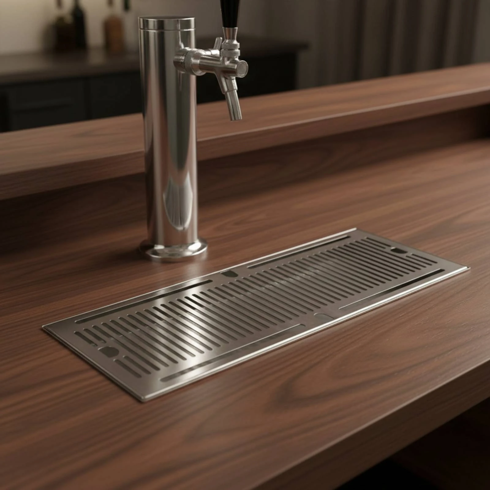 Beer Spill Tray Polished Finish Stainless Steel Spill Tray Rectangular Sleek for Homebrewers, Home Bar, Kegerator