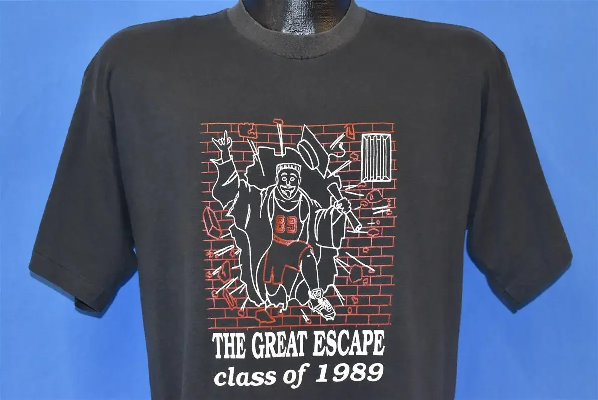 80s The Great Escape Yorkville High School Class of 1989 Roll Call T Shirt Medium