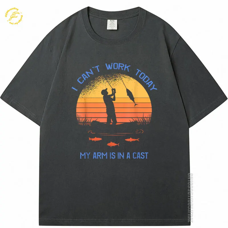 تي شيرت صياد السمك لا أستطيع العمل اليوم ذراعتي في مصبوب مضحك الرجال التي شيرت المتضخم تي شيرت Aliexpress فرنسا اسبانيا العلامة التجارية الفاخرة