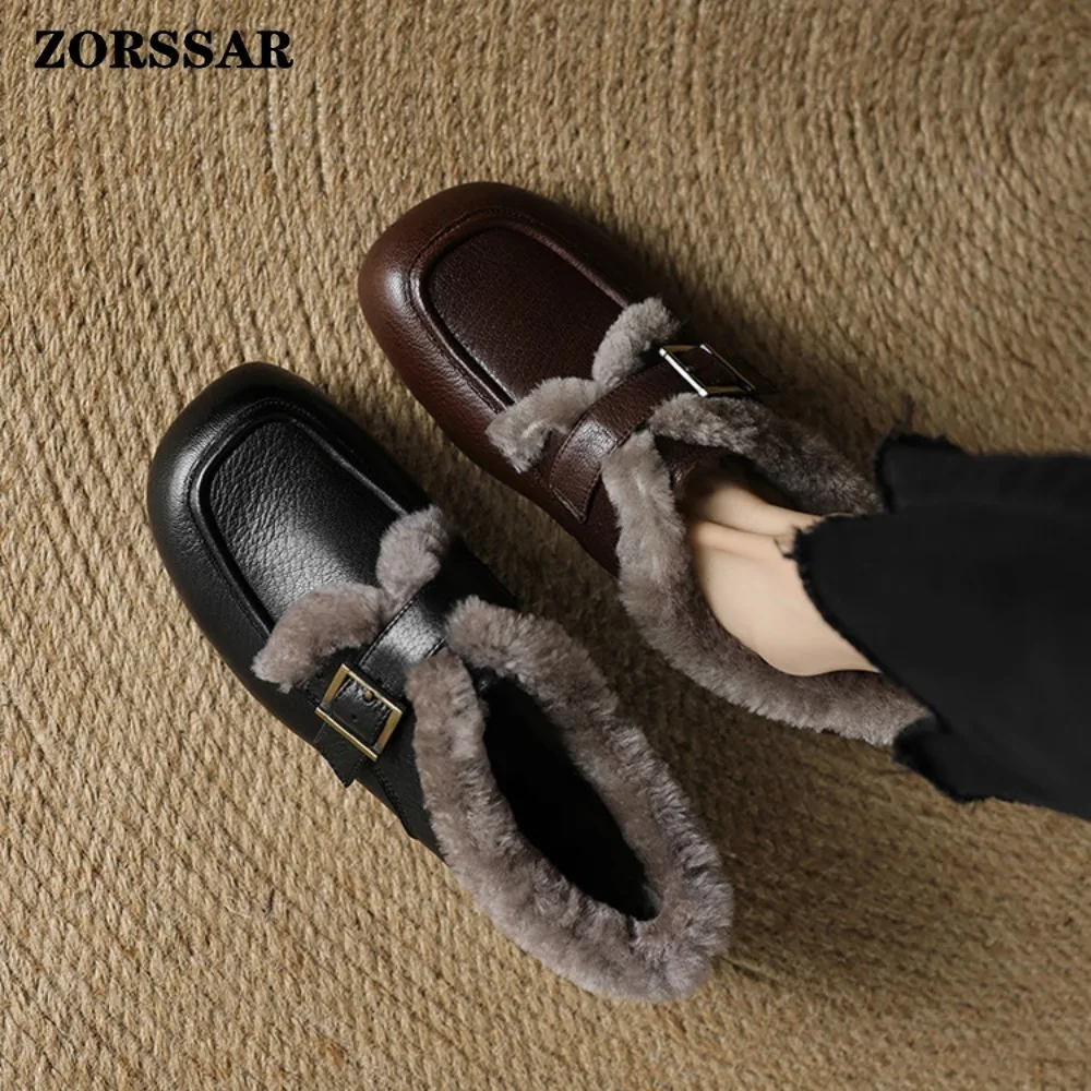 

Autumn Winter Women Shoes Casual Flat Shoes Women Moccasins Soft Loafers Fashion Comfort Warm Plush Slip on Female Cotton Shoes