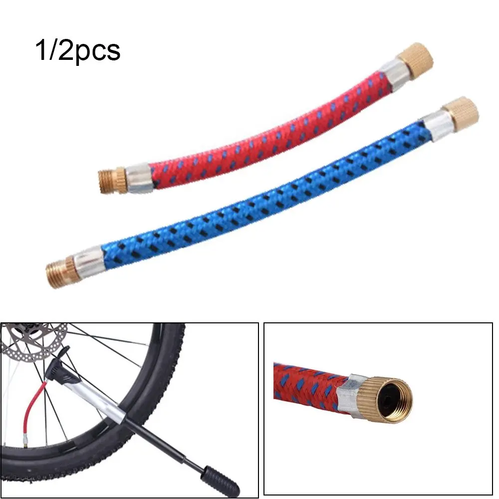 1/2pcs Bicycle Pump Extension Hose Tube Pipe Cord Portable Bike Pumping Service Parts Longer Use150Psi Schrader A/V Valve