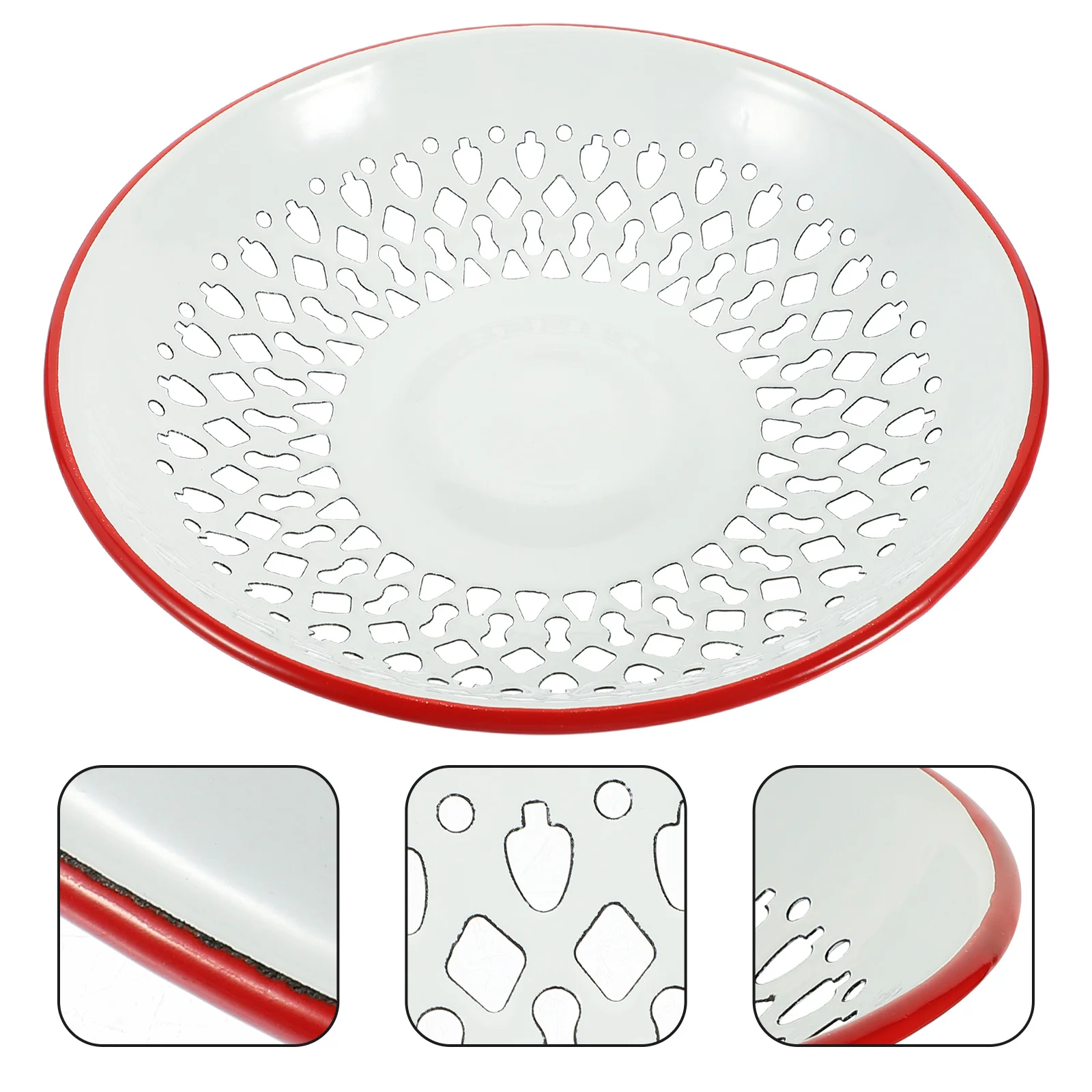 

1Pcs Enamel Fruit Drain Basket Sturdy Hollow Washing Plate Kitchen Draining Basket for Fruits Vegetables Snacks