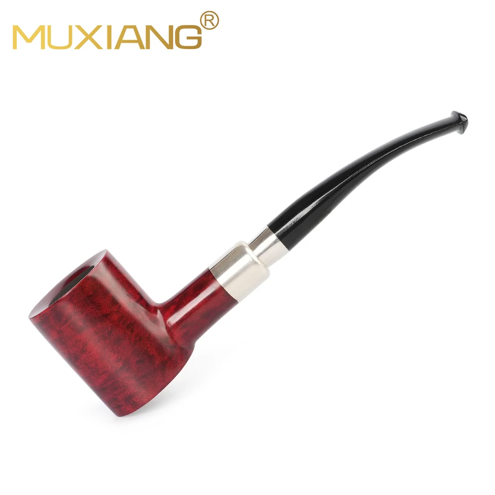 

MUXIANG briar Tobacco Pipe Hammer Pipe Mouth Double Silver Ring Design 3mm Pipe Channel Father Gift Vulcanized Rubber Pipe Mouth