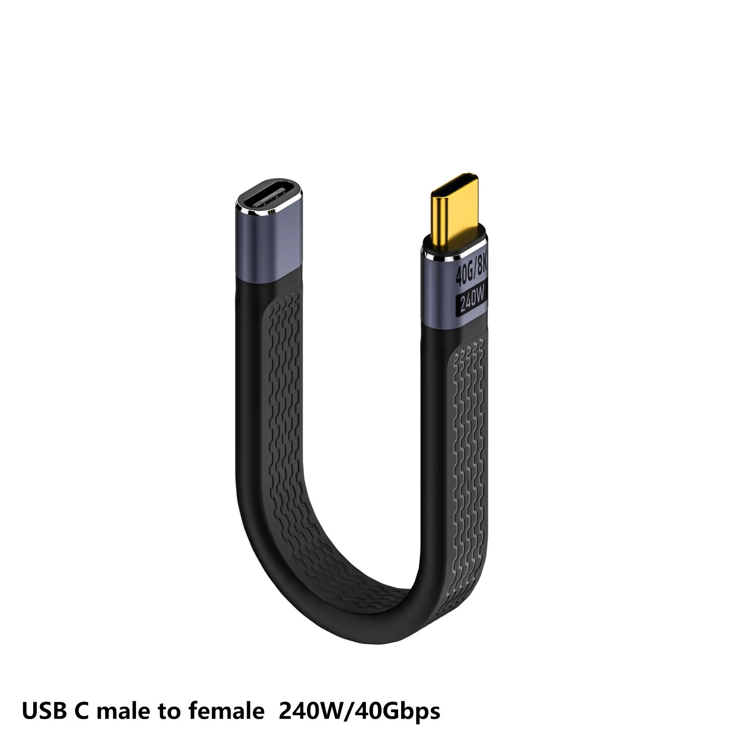 Cable de datos USB C macho a hembra PD, carga rápida 240W, 40gbps FPC, Cable corto tipo C 4,0, Cable de carga de puerto de curva lateral