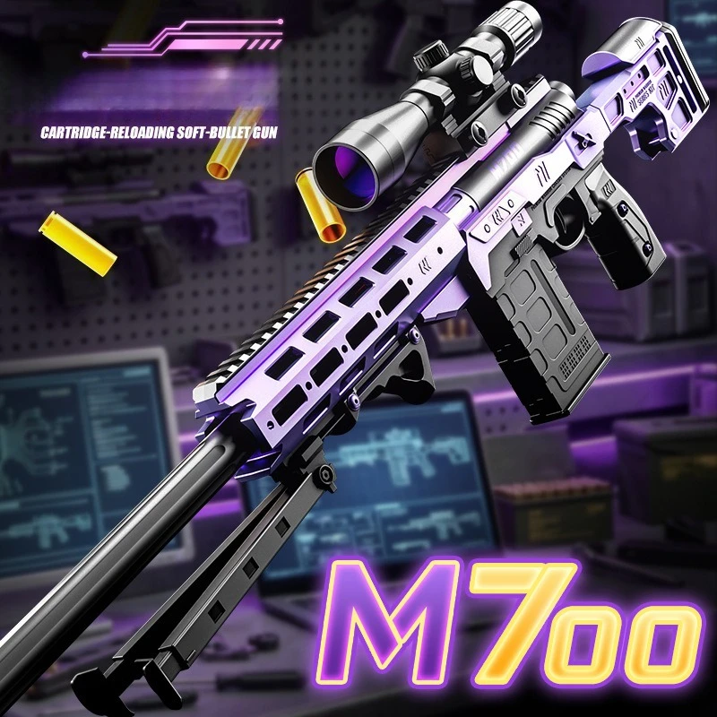 M700 Shell Ejecting Bolt Action Sniper Rifle Soft Dart Blaster with Scope Bipod Realistic Toy Gun