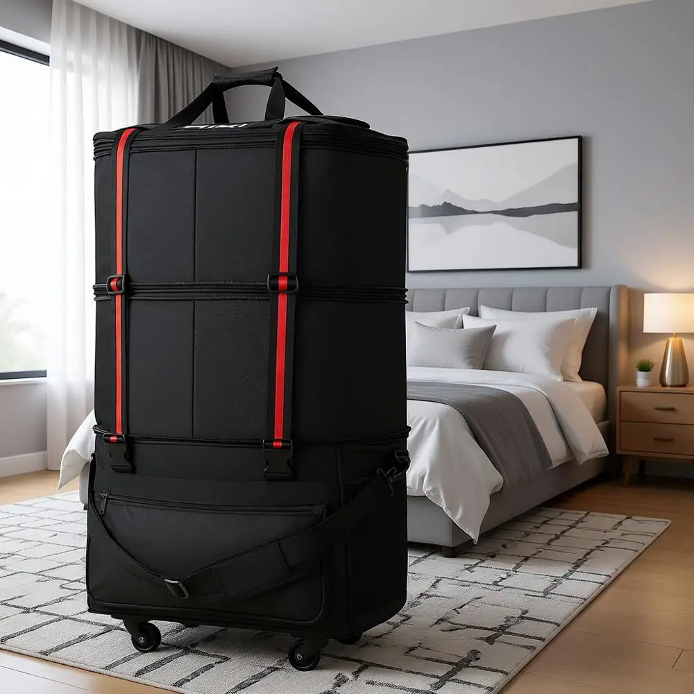 

Expandable Rolling Travel Bag with Wheels, Large Capacity, Suitable for Men and Women, Black