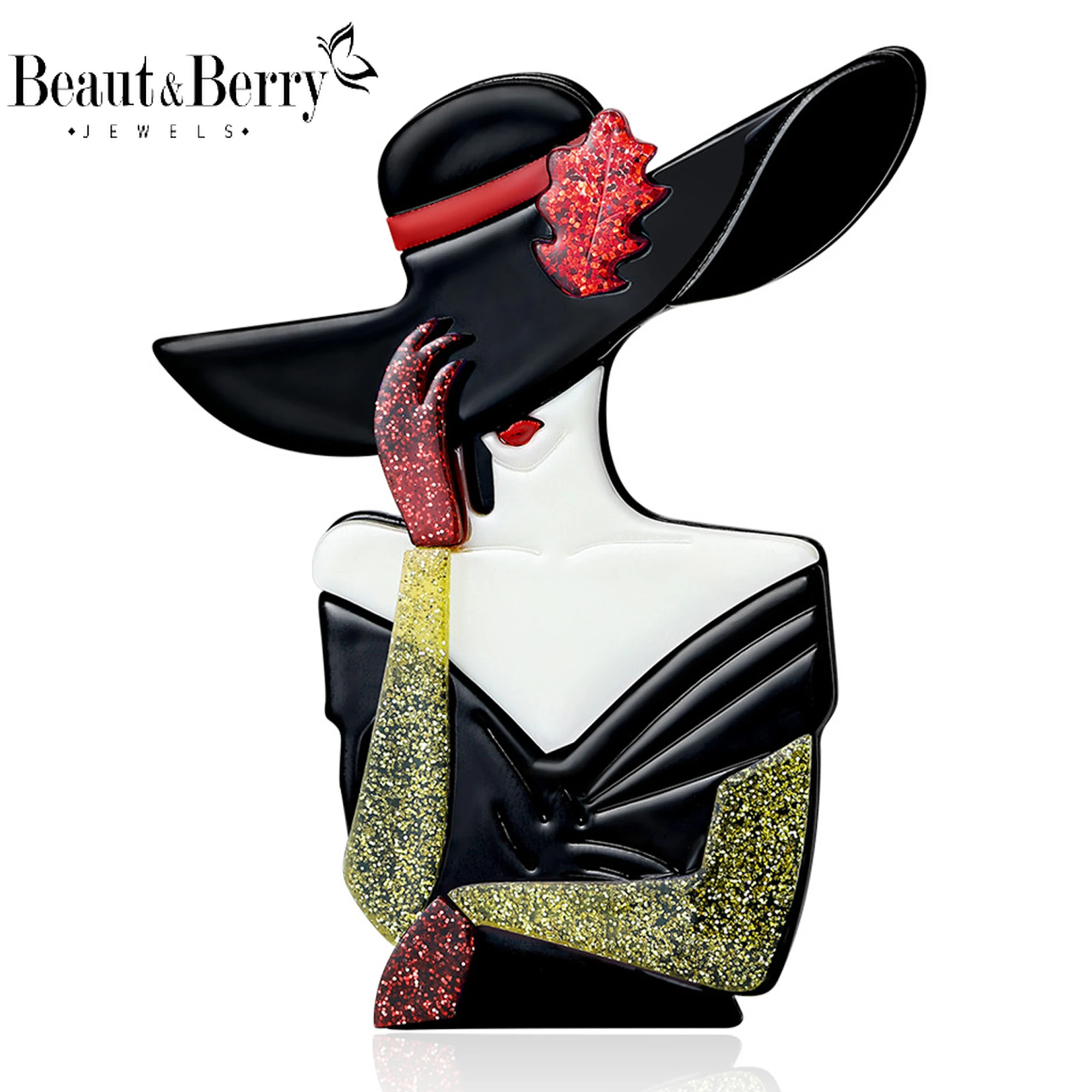 Beaut&Berry Fashion Acrylic Monroe Girl Brooches for Women Unisex Figure Pins Casual Party Accessories Luxury New Gifts Friends