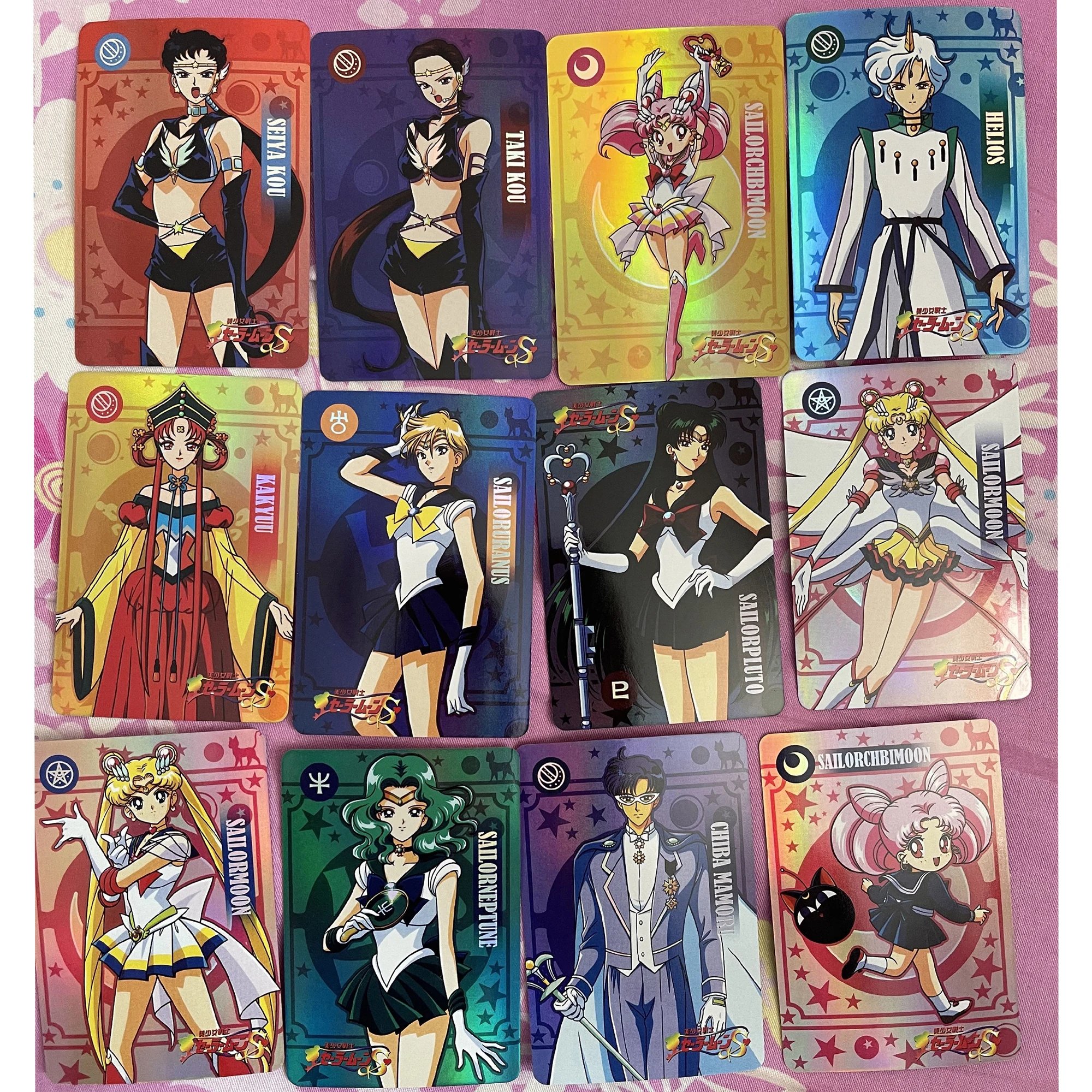 54Pcs/set Anime Girl Flash Cards Tsukino Usagi Hino Rei Mizuno Ami Aino Minako Chibiusa Diy Gift Toys Game Anime Collection Card