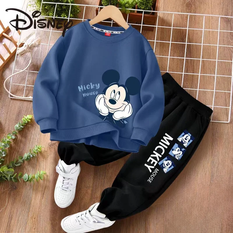 Autumn Baby Girl Boy Clothes Set Children Disney Mickey Printing Sweatshirt Top and Pants Bottom 2 Piece Suit Cotton Tracksuit