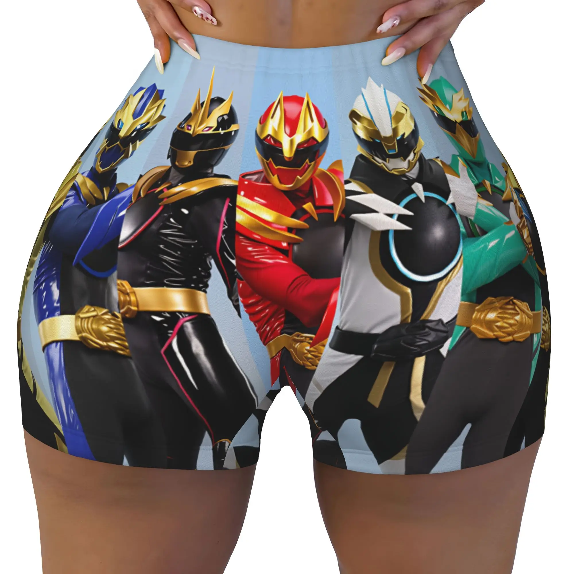 Gozyu Red Super Sentai Gozyu Black Biker Running Workout Shorts Women's Gozyu Blue White Green Yellow Gym Athletic Yoga Shorts