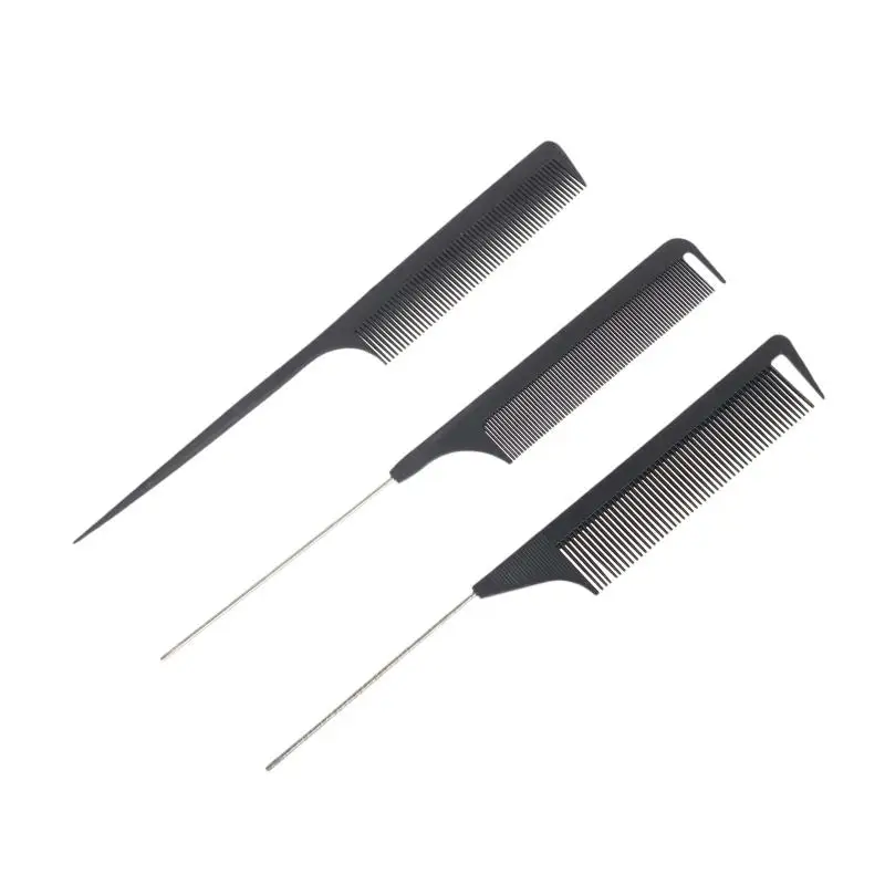 Professional Spiked Hair Pick Comb Stainless Steel Pointed Tail Comb for Hairdresser Braiding Sectioning Home Use