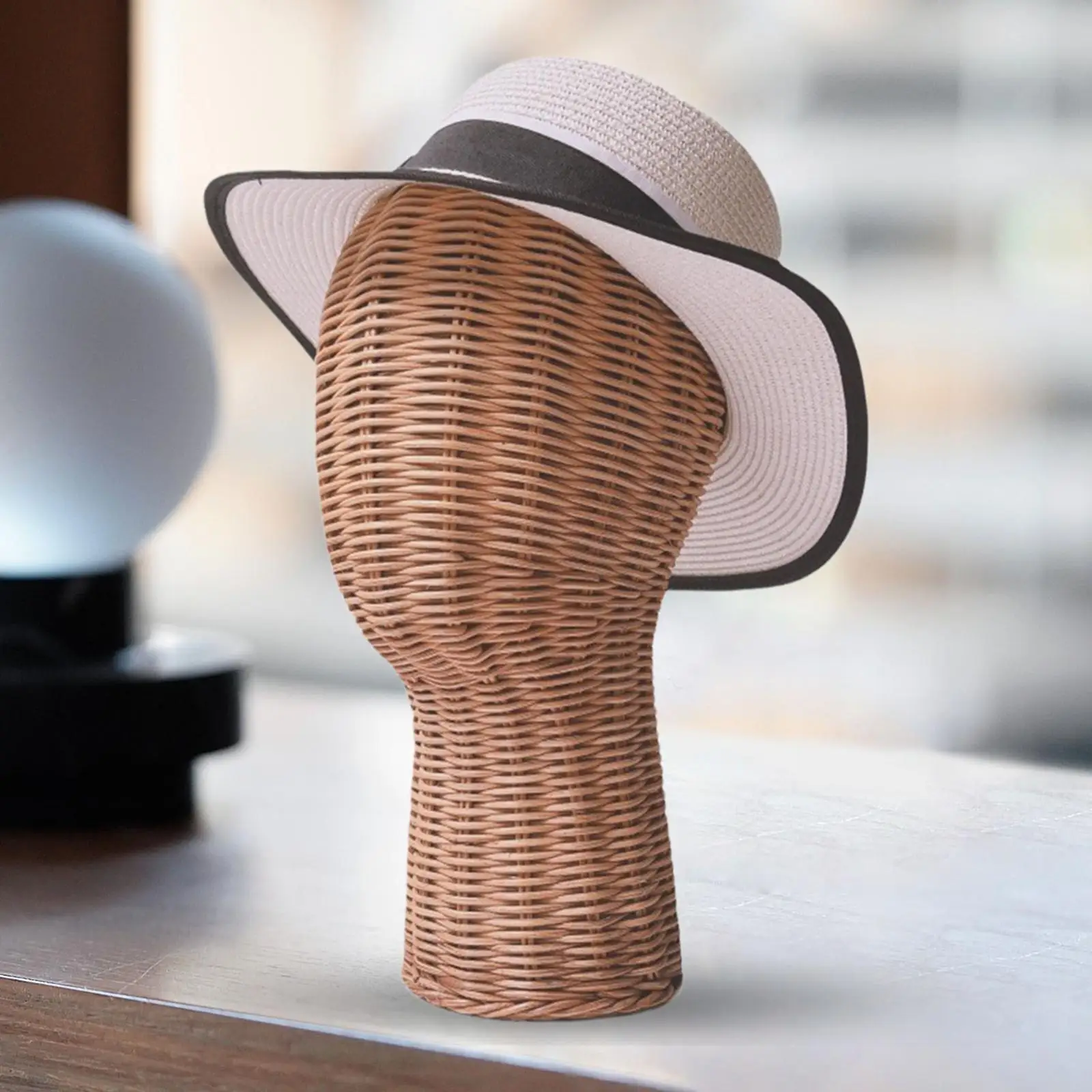 Rattan Mannequin Head Stand, Hat Display Stand, exclusivo Vine Woven Modelo, peruca cabeça para casa, cabeleireiro, cocar chapéus