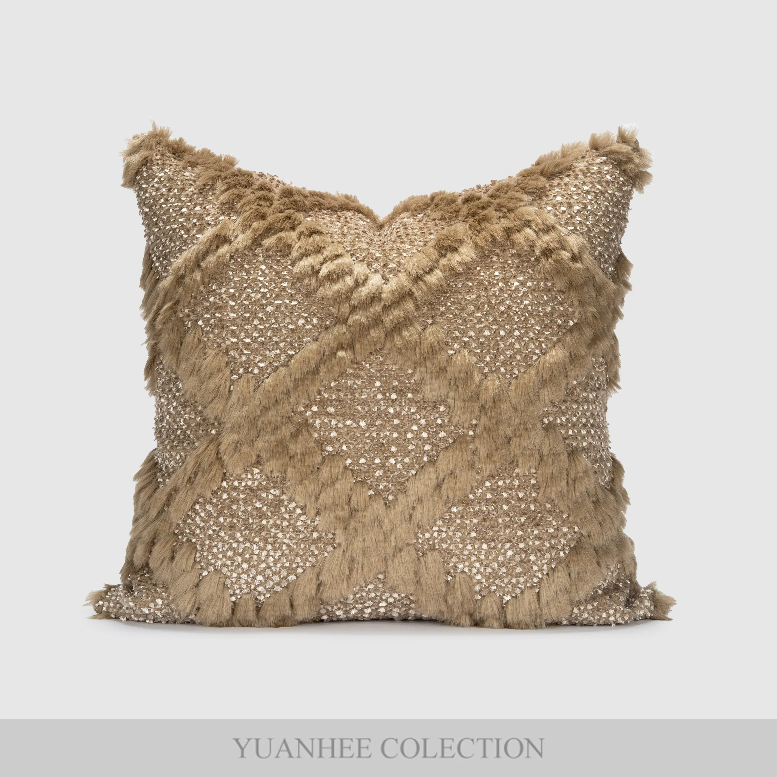 

Современная подушка для дивана цвета кофе с алмазным узором, мягкая плюшевая подушка для гостиной, образец для демонстрационного зала, аксессуары для домашнего декора