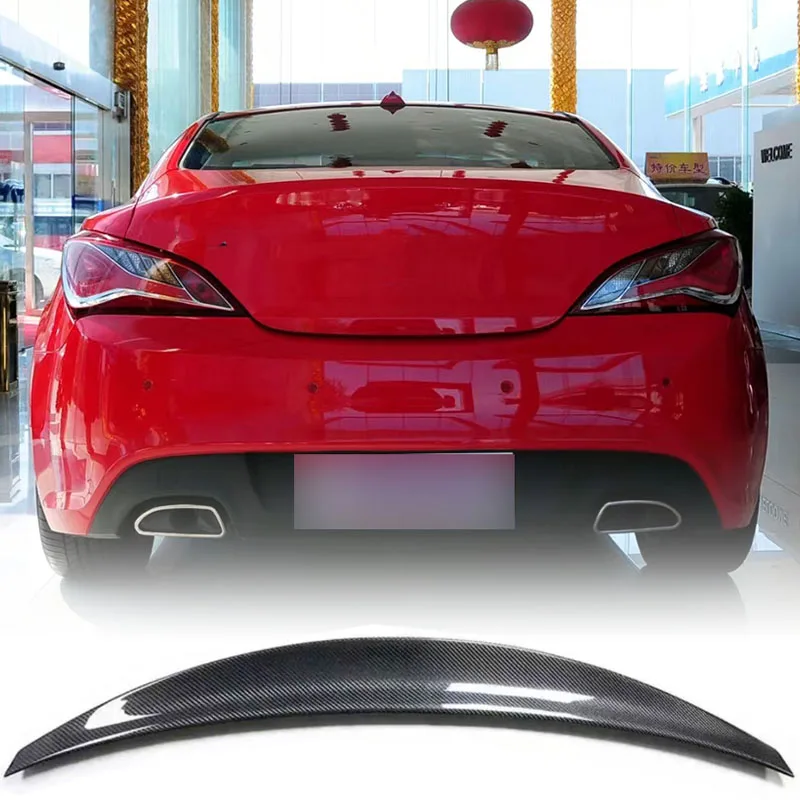 ل 2009-2015 هيونداي جينيسيس كوبيه ألياف الكربون الخلفي المفسد HK نمط الأمتعة مقصورة غطاء الجناح الخلفي اكسسوارات طقم الجسم #6