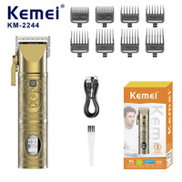 Kemei KM-2244 Professional Cordless Hair Clipper Vintage Embossed Design, Barber-Grade Electric Trimmer for Precision Cutting