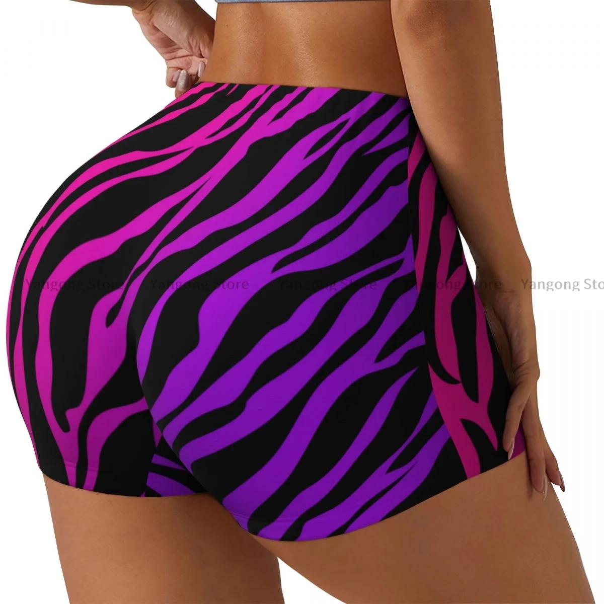 Push Up Short Elasticity Scrunch Butt Pink Rose Zebra Running Shorts Sports Shorts Womens Clothes Gym