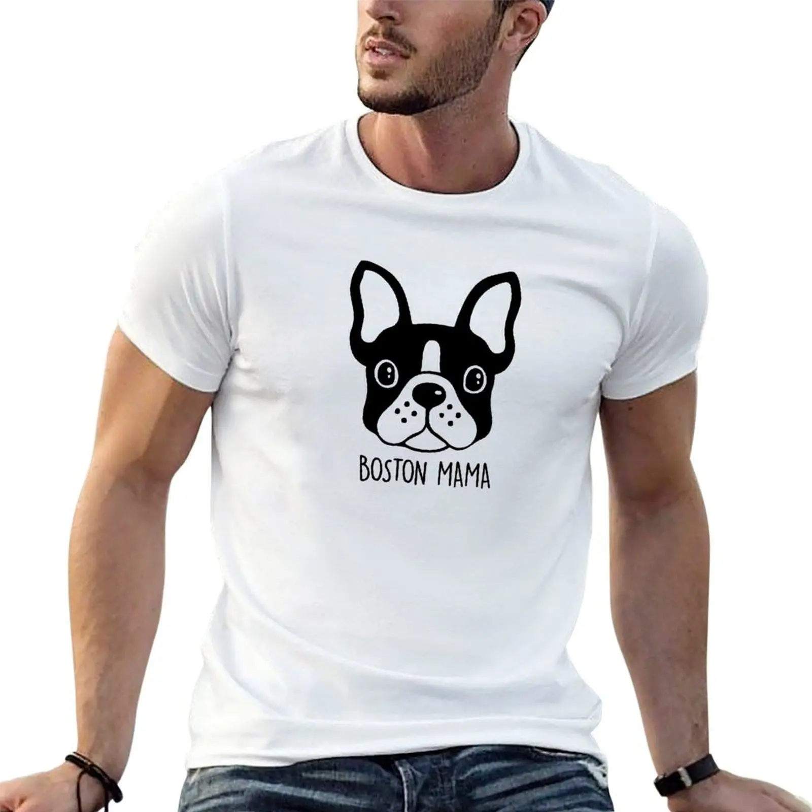 Boston Terrier Mom - Boston Mama T-Shirt cotton t shirts man 100% man tshirt t shirt man luxury T-shirt