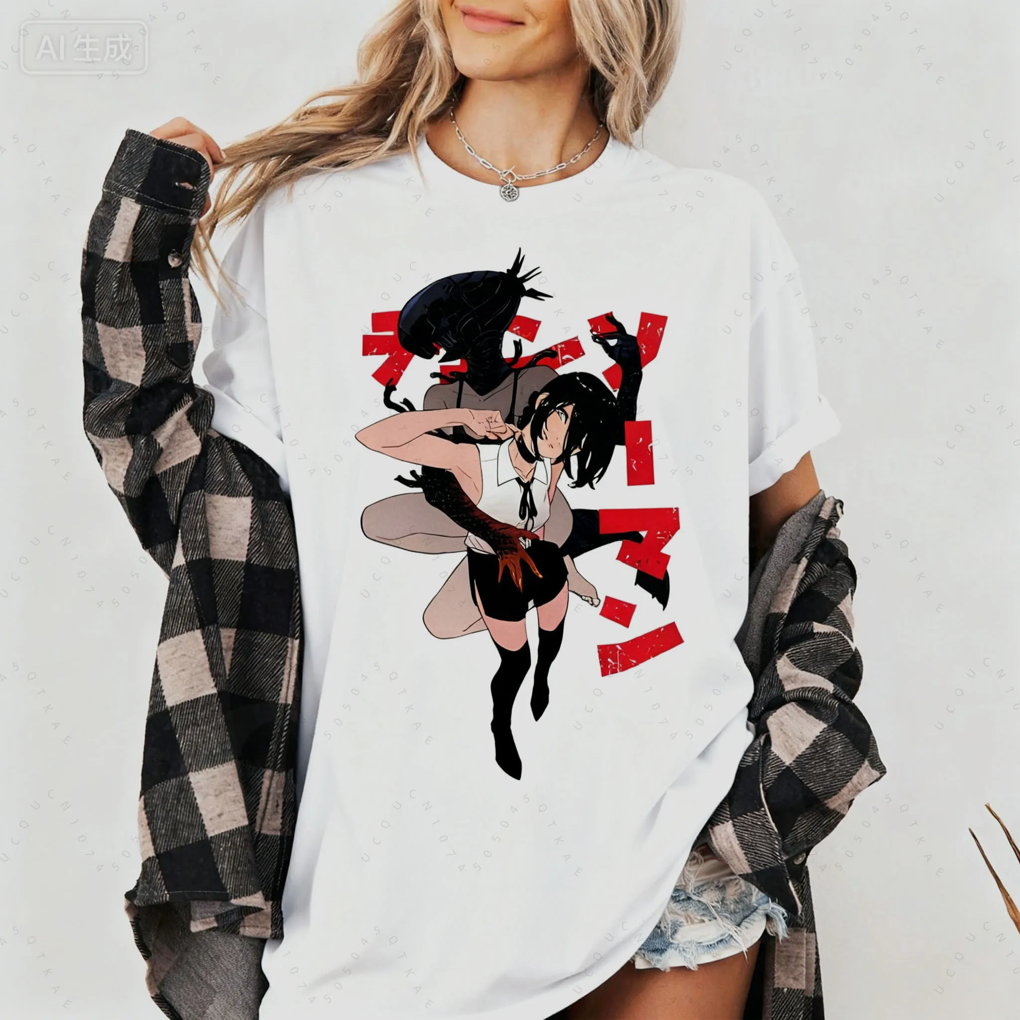 Men Women Chainsaw Man Reze T Shirts Anime Bombs Devil Cotton Clothes Casual Short Sleeve Crewneck Tee Shirt Motorcycle T-Shirt