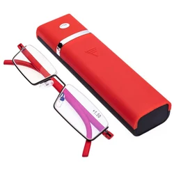 Metal Anti-Blue Light Reading Glasses Men Half Frame Prescription Eyeglasses Male Eyewear With Case +1.0 1.5 2.0 2.5 3.0 3.5 4.0