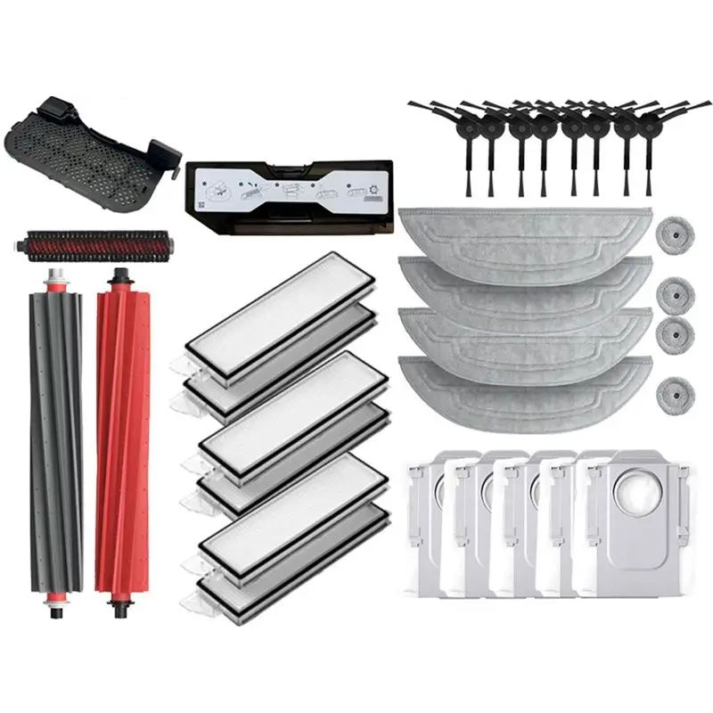 AC23-Spare Parts Set Mop Choth Cloth Vacuum Bags Side Brush Filter For Roborock S8 Maxv Ultra Robot Vacuum Cleaner Replaceable
