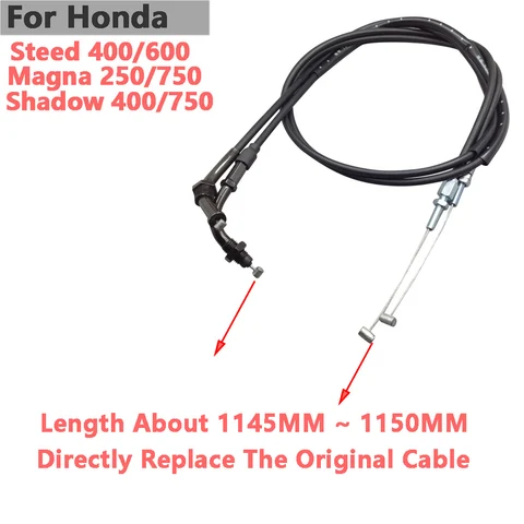 Удлиненный трос дроссельной заслонки для мотоцикла Honda Shadow 400/750 Magna 250/750 Steed 400/600, 1 пара
