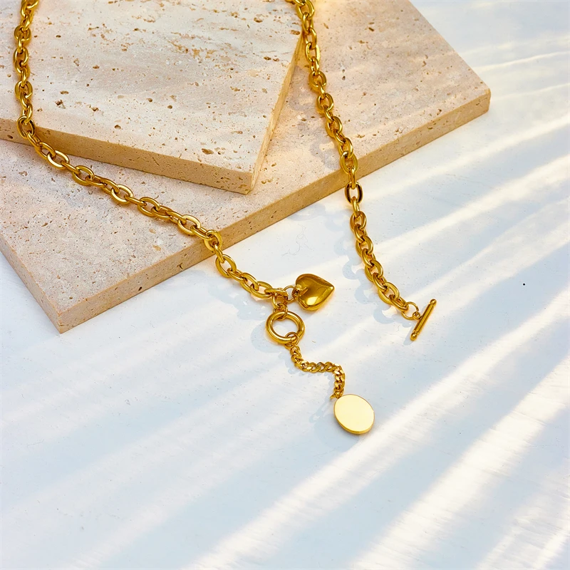 DIEYURO 316L Naszyjnik ze stali nierdzewnej z czarnym kamieniem dla kobiet Nowy trend Biżuteria dla dziewcząt OT-Buckle Chain Biżuteria Świąteczne prezenty — zdjęcie 5