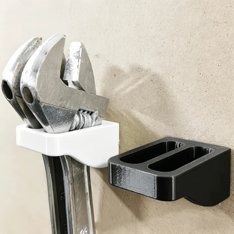 2 Slot Wall Mount Wrench Storage Rack, Plastic Hand Tool Organizer Holder, Workshop Garage Plier Spanner Wall Hanging Bracket