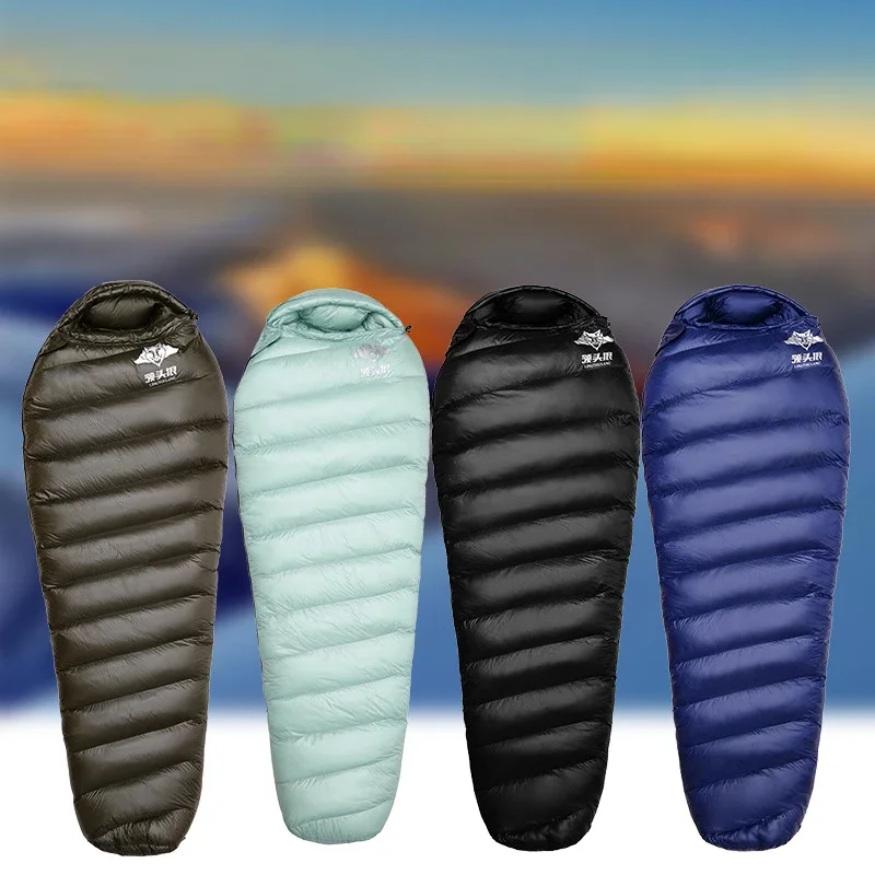 2500g/2800g/3000g White Duck Down Filling Outdoor Adult Mummy Car Sleeping Bag Camping Winter Hiking Mountaineering Cycling Bag