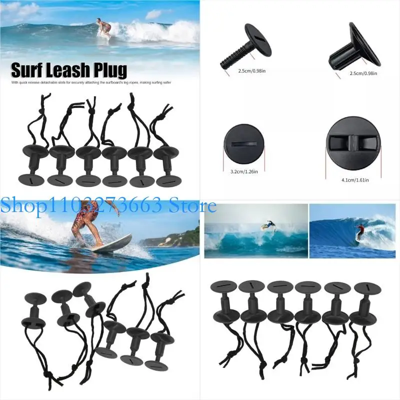 

R6FE 6Pcs Bodyboard Plugs Surfboard Leash Leg Rope Plug with Cord String Enduring