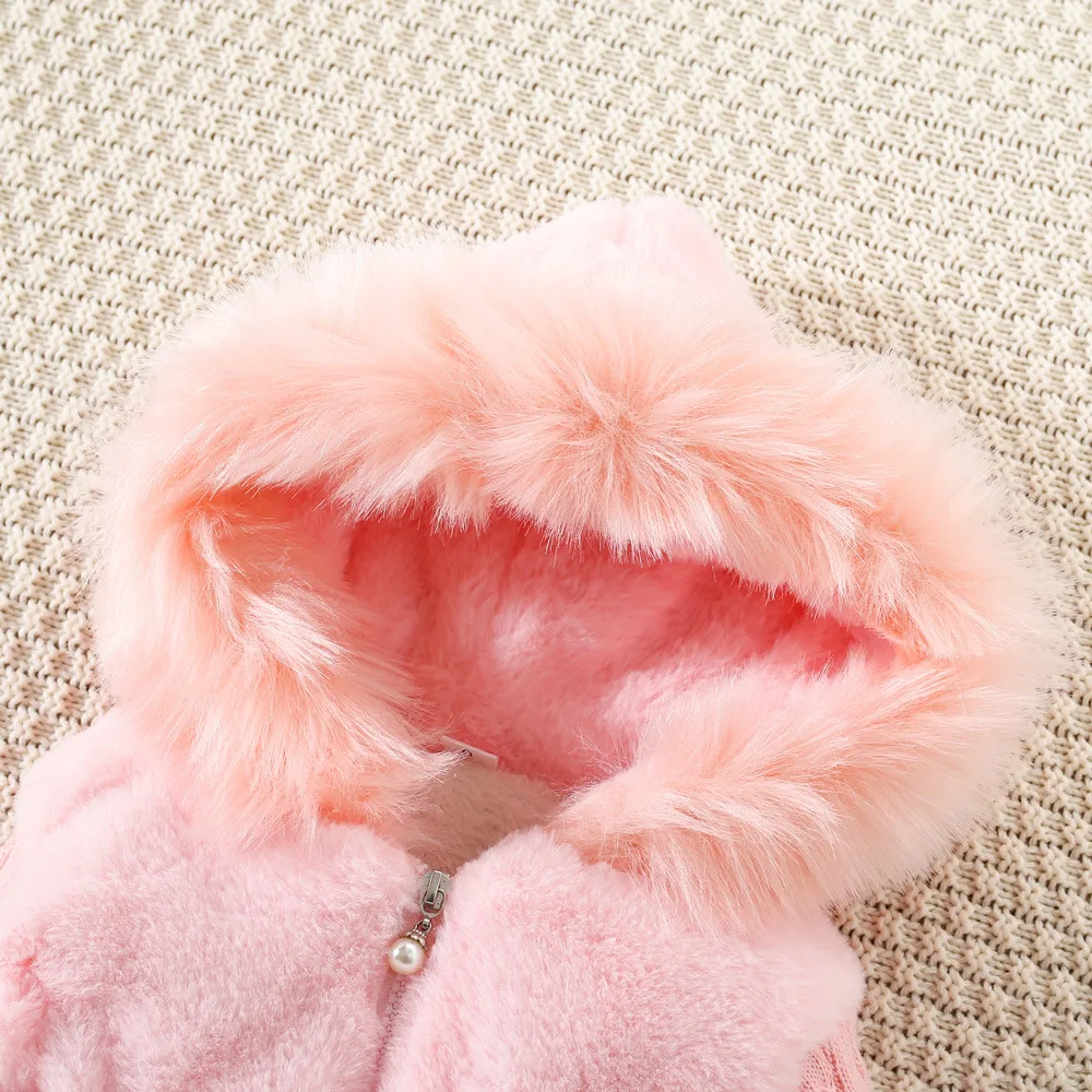 1 2 3 4 Jahre Winter Baby Mädchen Plüschjacke Verdickte Wärmende Mädchen Pullover Mantel Modische Kleinkind Kapuzenjacke Kinderkleidung – Detail 7