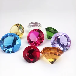 60mm Colors Cut Glass Giant Crystal Diamond Shaped Paperweight Decor Gemstone Diy Jewelry Craft Wedding Christmas Ornament Gifts