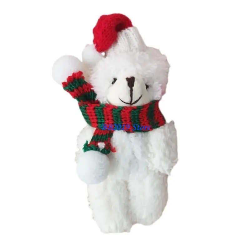 Q0KB Plush Christmas Bear Chain Ornament Bear Hanging Pendant for Bag Purse Backpack Pendants Stuffed Doll Keyring