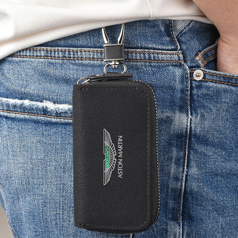 Auto Schlüsselanhänger Tasche Wildleder Mehrzweck Aufbewahrungsbox für Aston Martin V8 V12 Zagoto Virage Vantage Vanquish DBX DBS DB9 DB11 Rapide