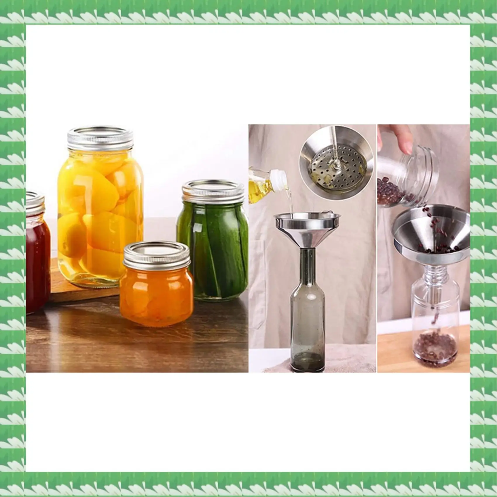 

ONCE: 2 комплекта кухонных принадлежностей: 1 комплект крышек для консервирования, крышек и лент с обычным горлышком и 1 комплект кухонной воронки из нержавеющей стали