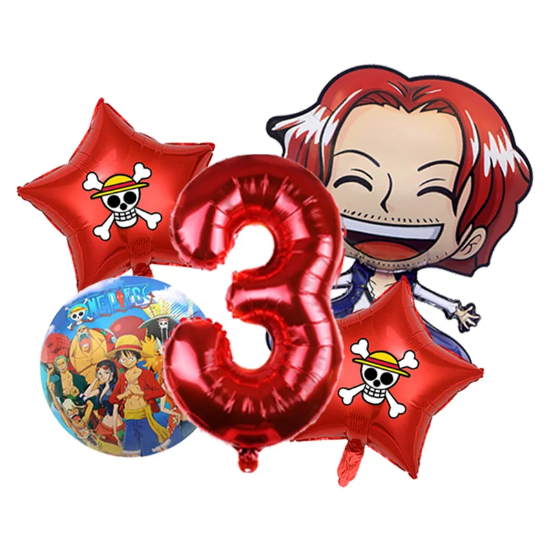 One Piece Verjaardagsballonarrangement Luffy Strohoed Folie plus Glitter Accent Mylar voor Kinderen Anime Taarttafeldecoratie