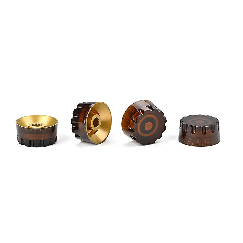 

4 Pcs Guitar Knob Potentiometer Volume Amplifier Bass Plastic Wear-resistant Knobs Accessories Novel Design Coffee Color