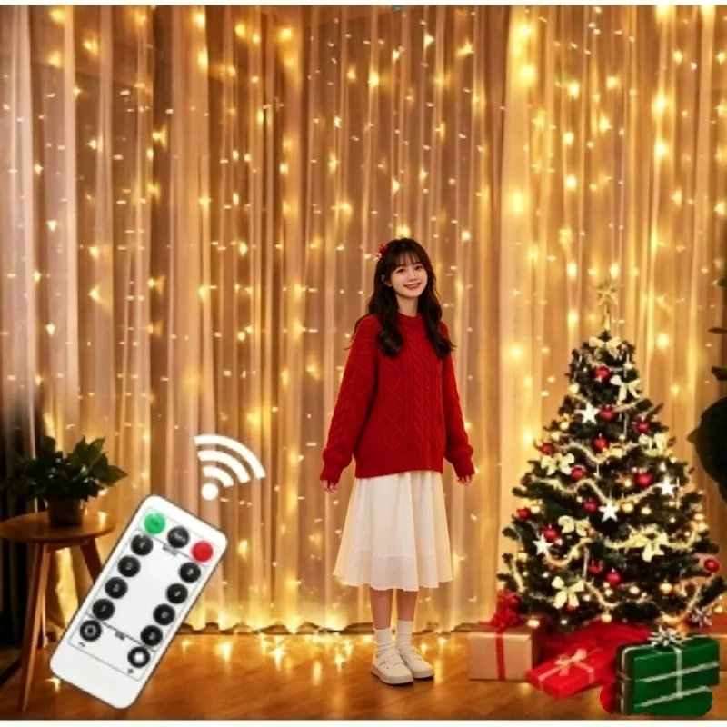 

3M LED Curtain Garland on the Window USB String Lights Fairy Festoon With Remote Christmas Wedding Ramadan Decoration for Home