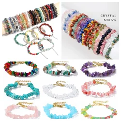 10pc Natural Gem Stone Bracelet Irregular Crystal Stretch Chip Beads Nuggets Bracelets Bangles Quartz Wristband for Women