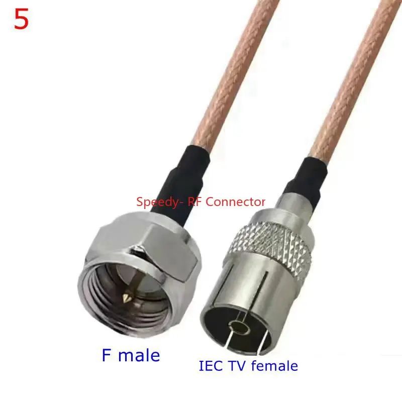 75Ohm RG179 Cable IEC TV To F Male Female Connector 75Ω RG-179 IEC TV To IEC TV Right Angle RF Extension Low Loss Fast Delivery