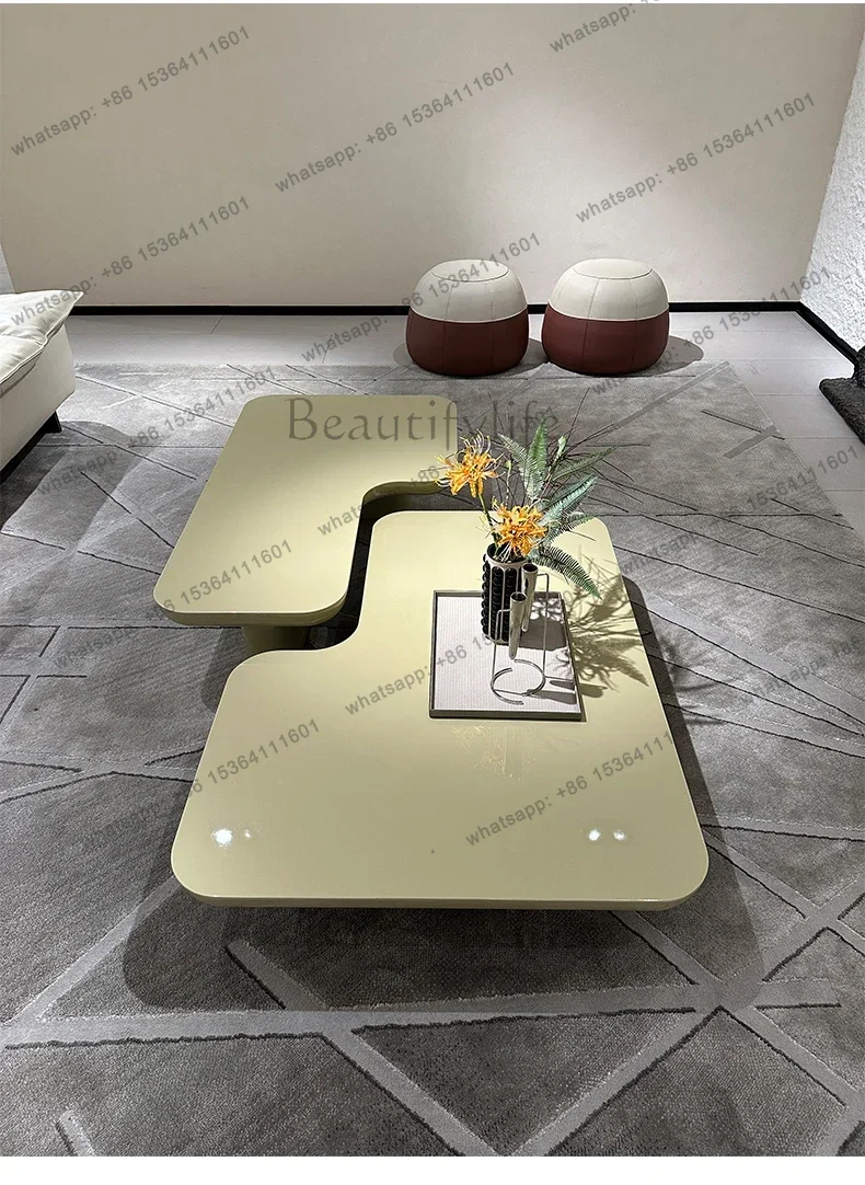 Living Room Coffee Table Solid Wood Paint Special-shaped Combination High-end Creative Modeling Bamboo Sofa Coffee Table